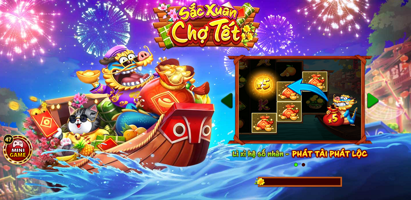 Kiếm tiền ăn Tết với slot game nổ hũ Sắc xuân chợ Tết